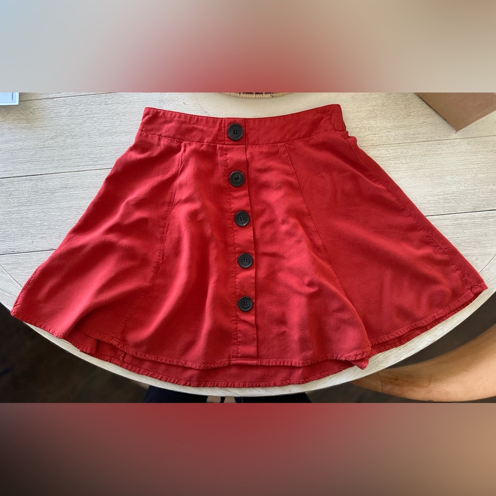 Red-Orange Mini Skirt with button front size XS